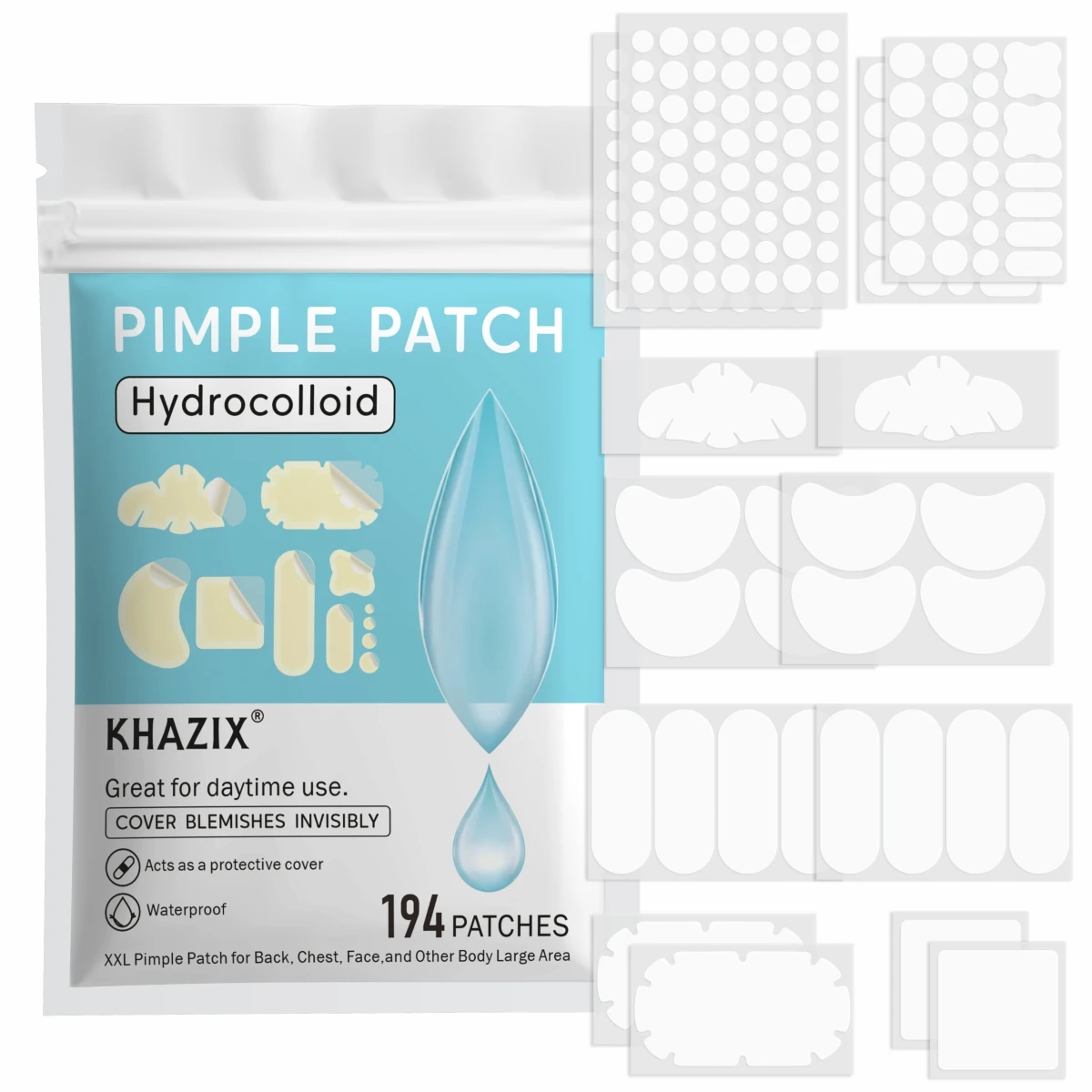 194pcs Star Pimple Patches For Face Hydrocolloid, Absorbing Cover, Tea Tree, Hydrocolloid Acne Patch, Cute Star Pimple Patch