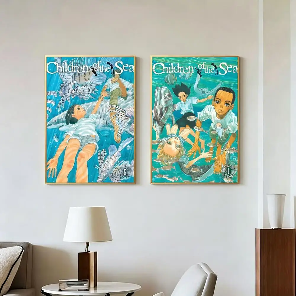 Anime C-Children of the Sea Poster Peel And Stick Wall Art Self Adhesive PP Waterproof Wall Decor Living Room Bedroom Gift