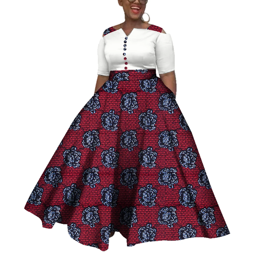 Dashiki Afrikaanse Jurken Voor Vrouwen Kleurrijke Dagelijkse Bruiloft Maat S-6XL Afrikaanse Jurken Voor Vrouwen Enkellange Jurk WY3853