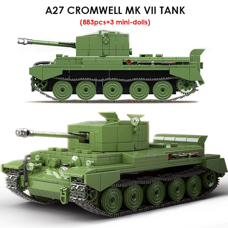 WW2 Military Tank Building Blocks Churchill Infantry Tank A27 Cromwell MK VII Model Bricks Kids Toys Gifts for Children Adults