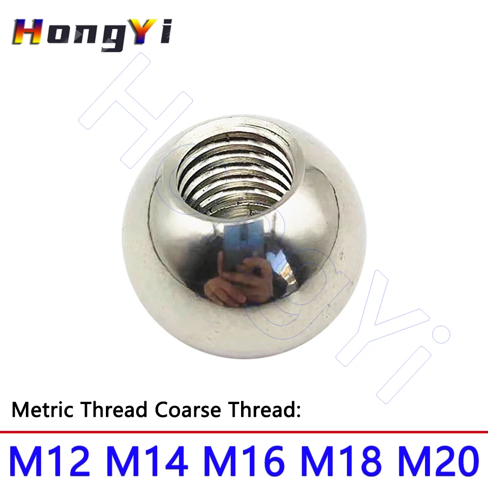 

OD 20mm - 60mm 304 Stainless Steel Female Thread Blind Hole Smooth Ball Bead M12 - M20 Metric Thread Half Hole Drilling Balls