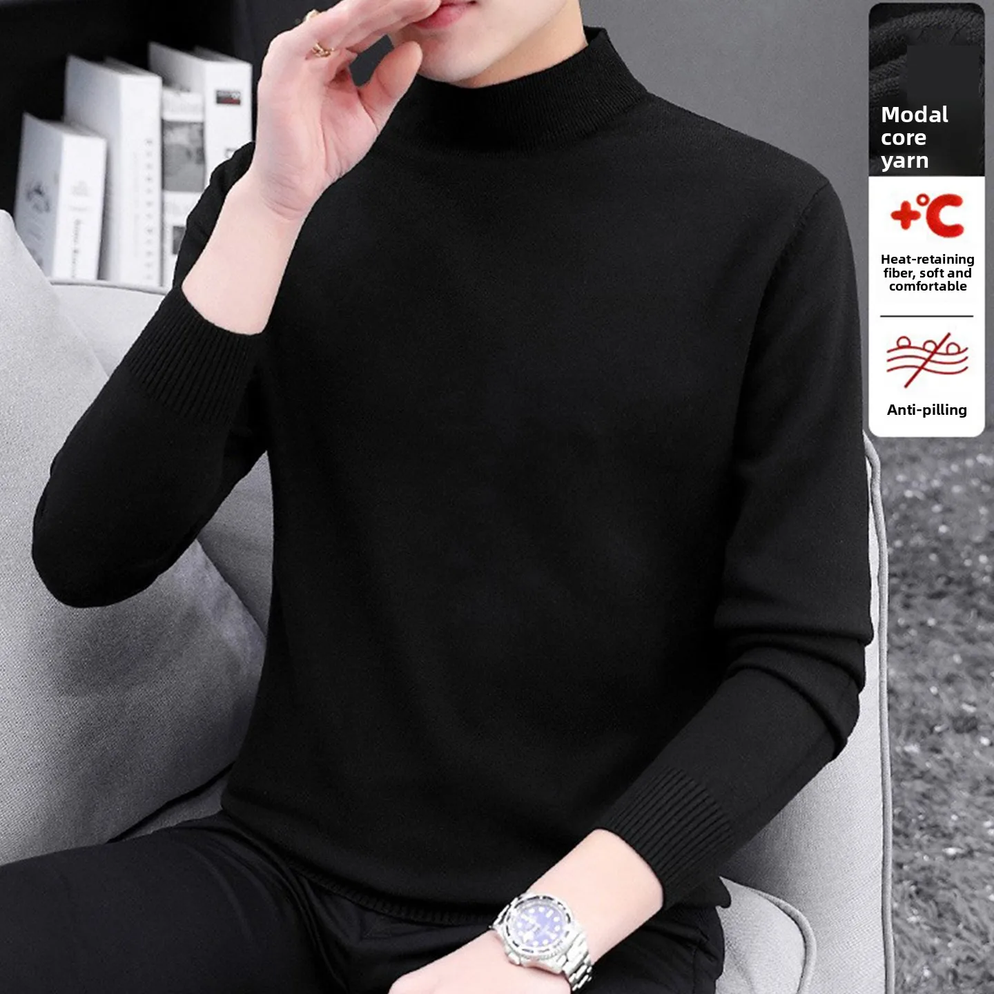 

Вязаный свитер Bla, новинка 2025, осень-зима, Mid-Ne f High-Ne, мужской модный цветной базовый слой irt