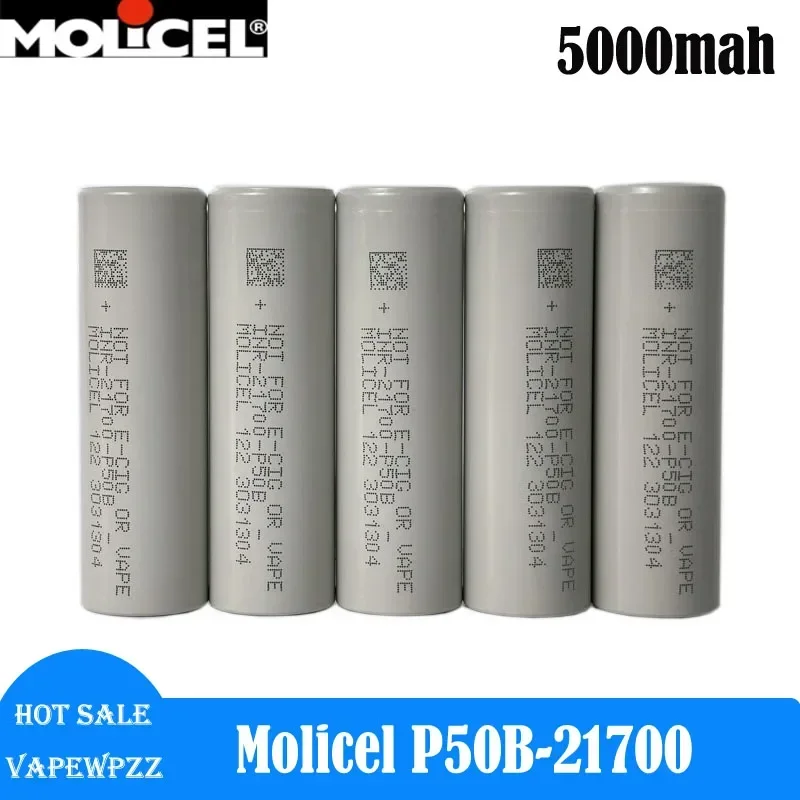 100% Original Molicel INR21700-P50B 5000mAh 50A Rechargable Battery P50B 21700 Li-ion Batteries B Series Cells Faster Charging