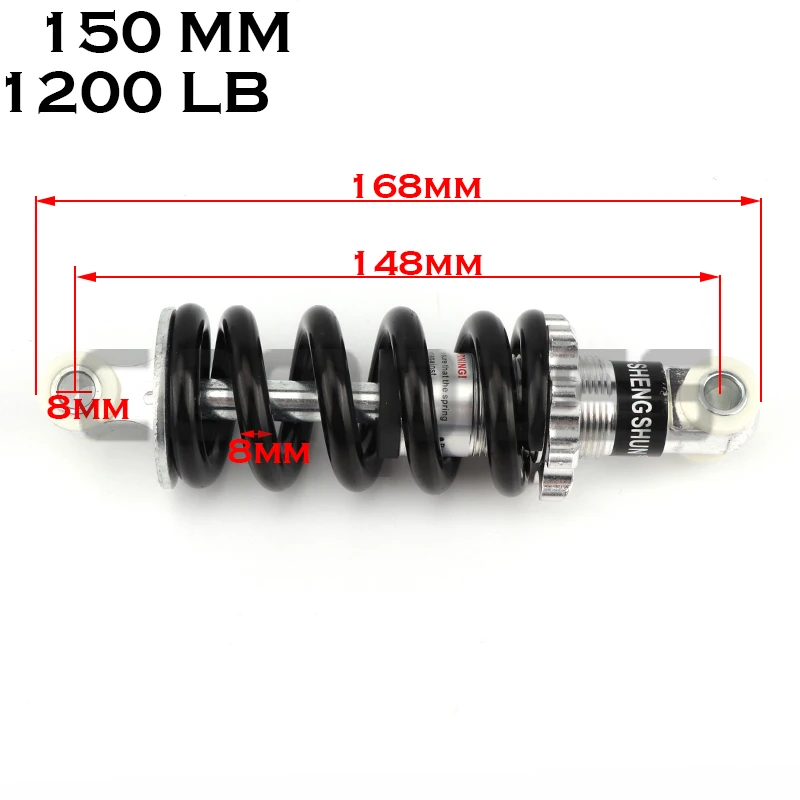 125MM 150MM 190MM 1200LB Rear Suspension Shock for Electric Scooter Bike 47cc 49CC Mini Moto Dirt Bike ATV Quad Pocket Bike