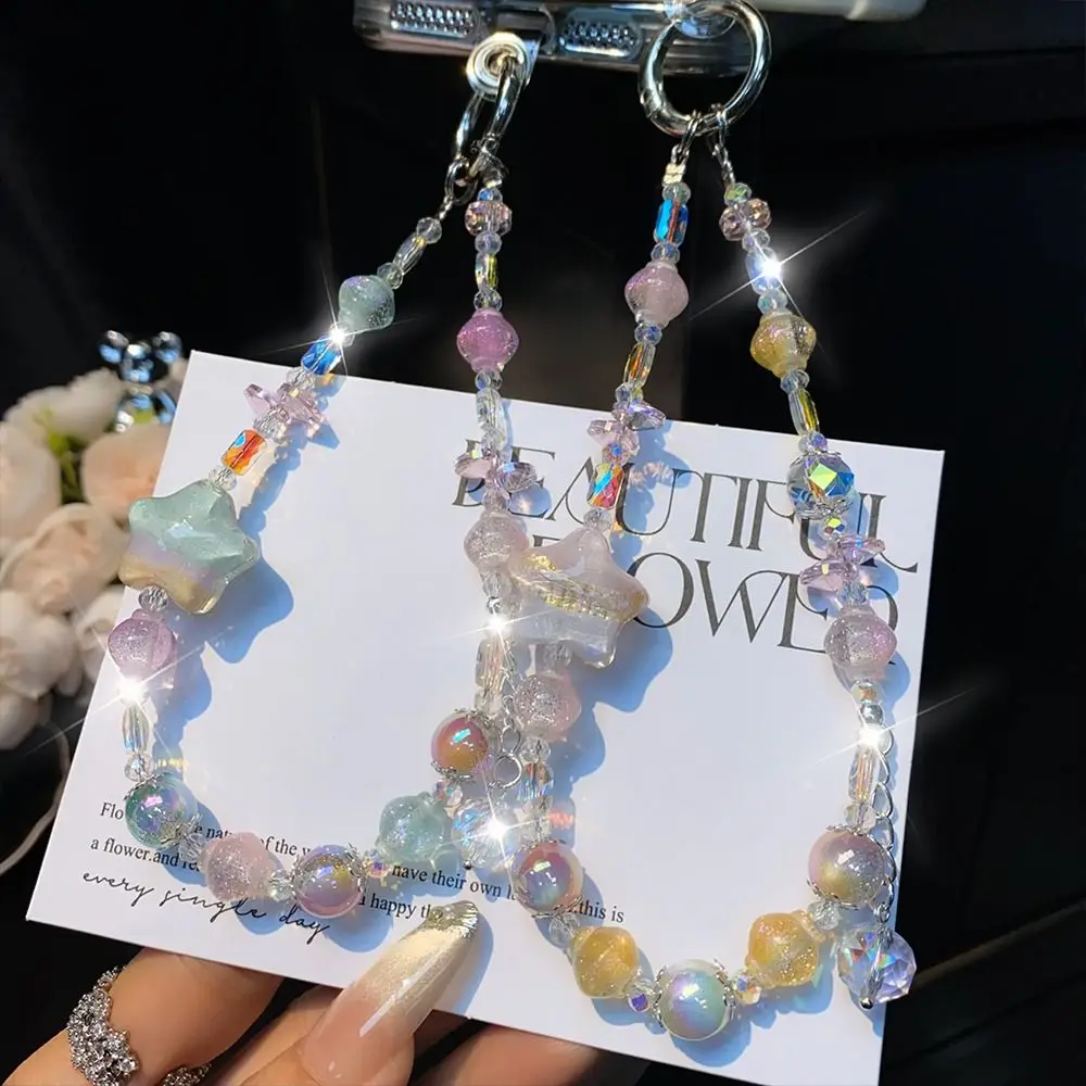 

Glitter Crystal Bead Pendant Detachable Colorful Crystal Bead Keychain Transparent Wrist Crystal Chain for Bag Accessories