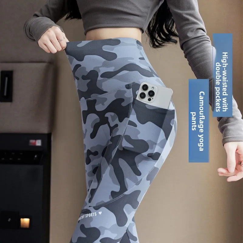 Pantaloni arca mimetica a vita alta Thiened Fce Pantaloni da yoga da donna Autunno Inverno Pantaloni Boting taglie forti