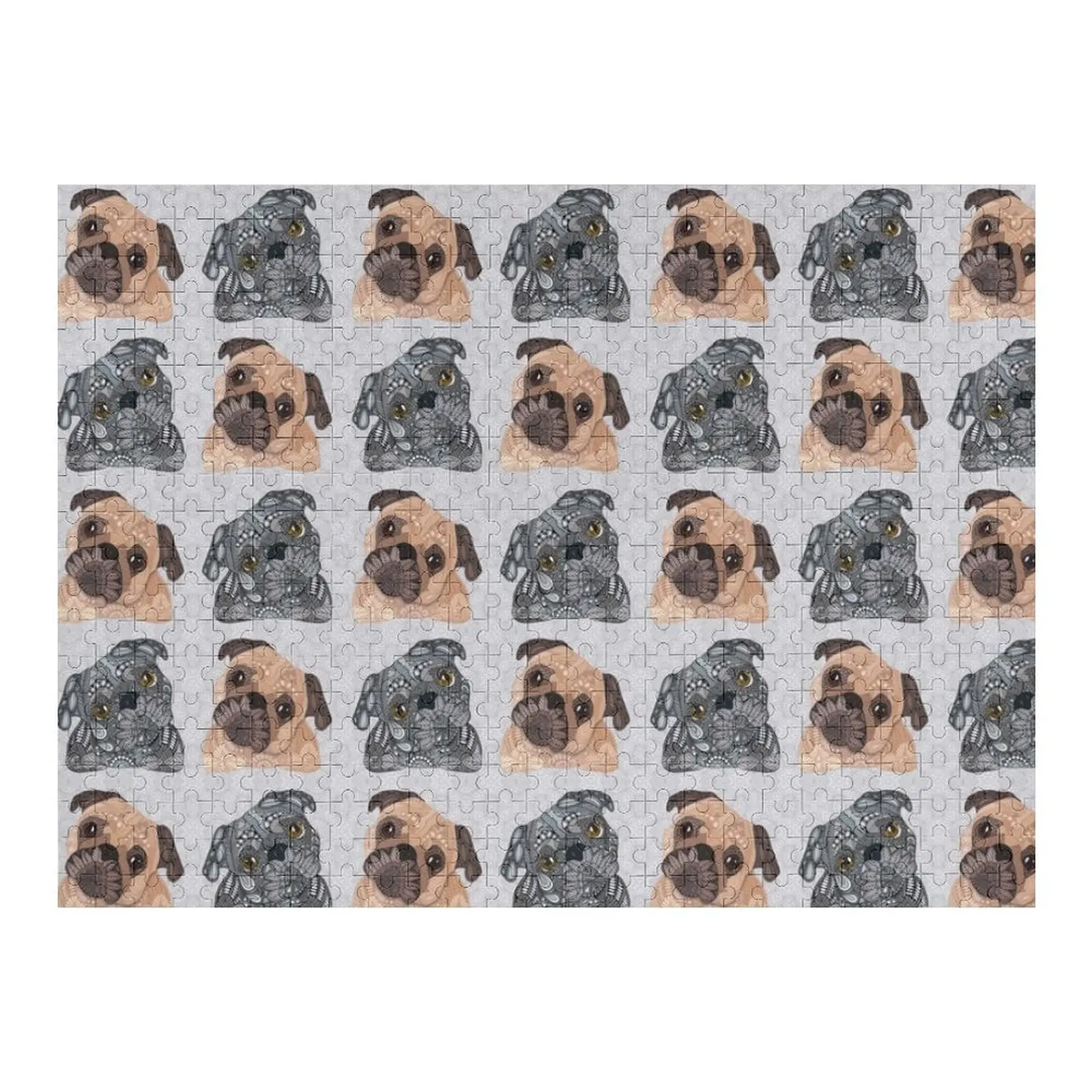 

Pug Pattern Jigsaw Puzzle Personalized Photo Gift Adult Wooden Puzzle