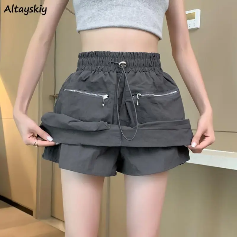 

Skirts Women Chic Hotsweet Pockets Casual Breathable High Elasticity Comfortable Vintage All-match American Style Summer Daily