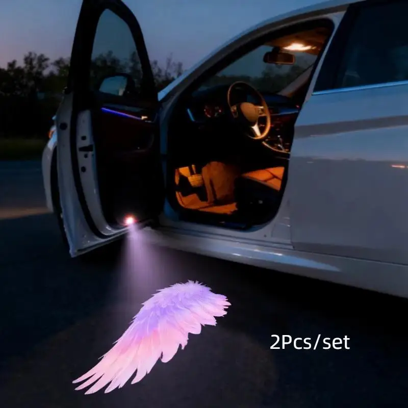

2pcs Ice Crystal Wings Car Door Welcome Projector Lights Car LED Sensor Ambient Lights Night Lighting Universal For Sedan & SUV