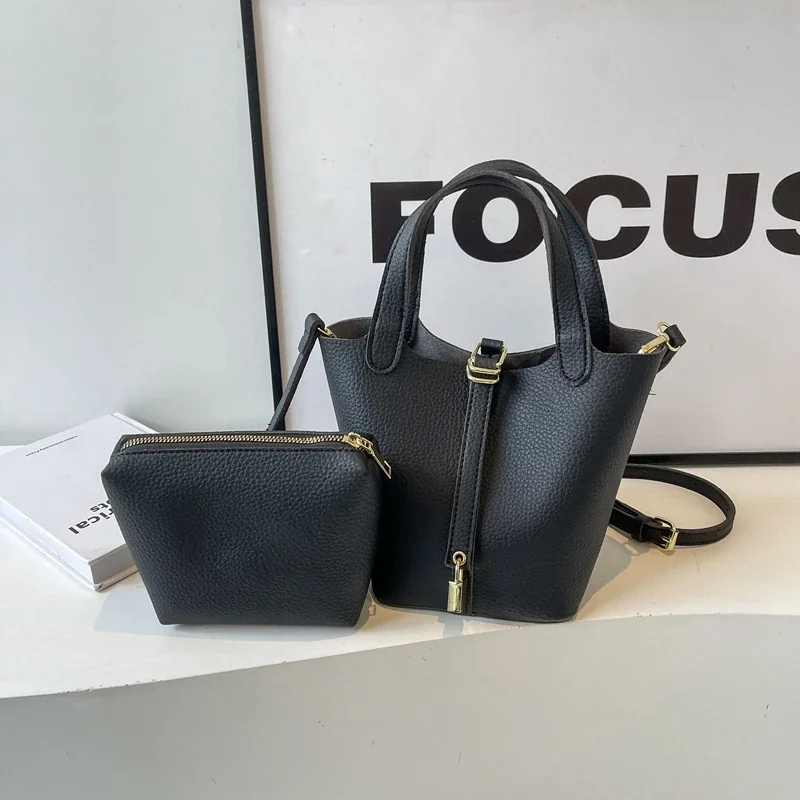 

8 Colors Design Pu Leather Crossbody Bag For Women Classic Handbag Bucket Bag Top Brand Shoulder Bag Small Femme 2 Set Totes