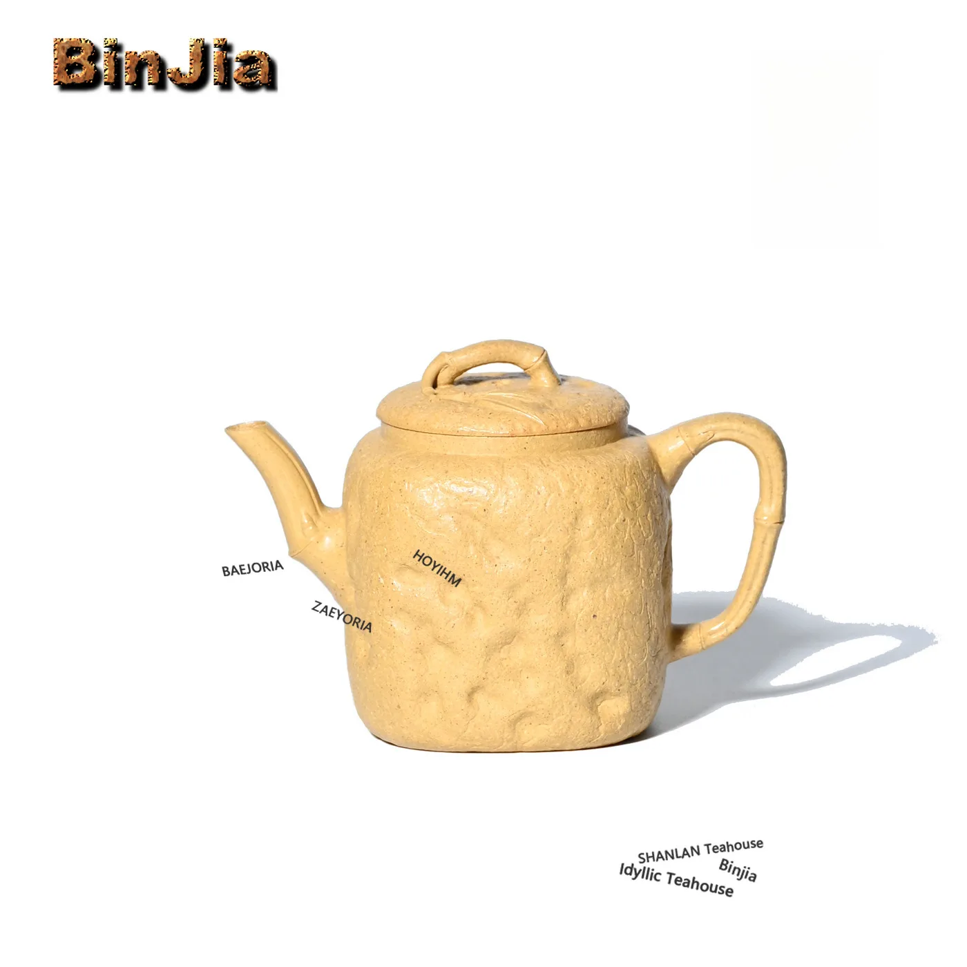 BAEJORIA 130ml Antique Yixing Purple Clay Teapots Handmade Bamboo Rhyme Square Pot Raw Ore Section Mud Kettle Zisha Teaset Cha