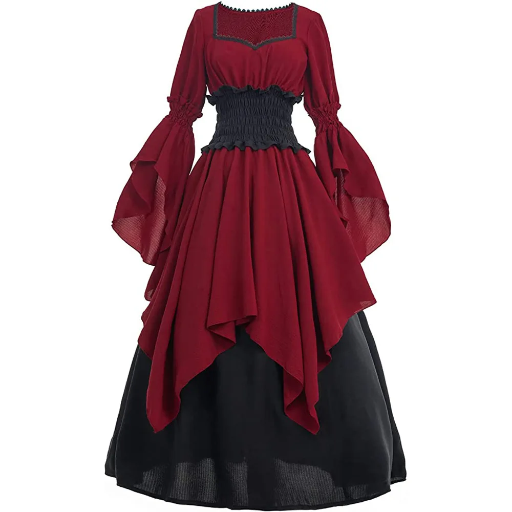 New Women Medieval Dress Victorian Fancy Costume Halloween Renaissance Maxi Robe Ladies Corset Waist Dress