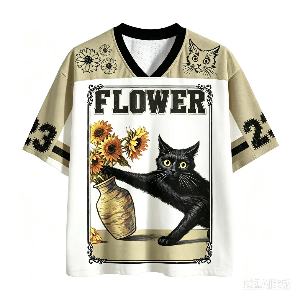Lustiges Cartoon-Tier Katzenpfoten 3D-Druck Sport Schnelltrocknend Atmungsaktiv Herren V-Ausschnitt T-Shirt Outdoor Casual Mode Y2K Punk Eltern-Kind – Detail 6