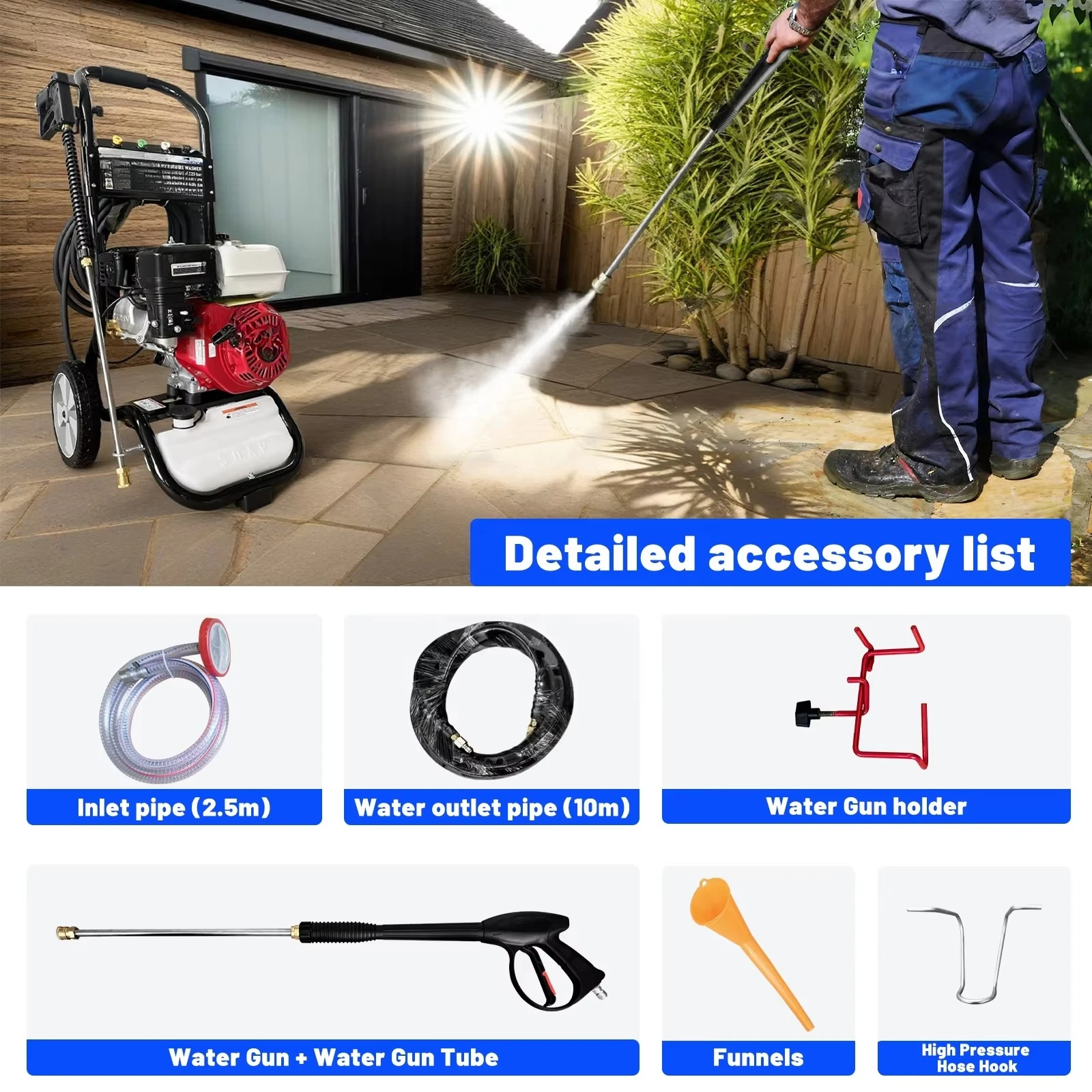 Engine 3200PSI/220bar High Pressure Washer Powerful and Versatile Cleaning Tool Home and Outdoor Cleaning