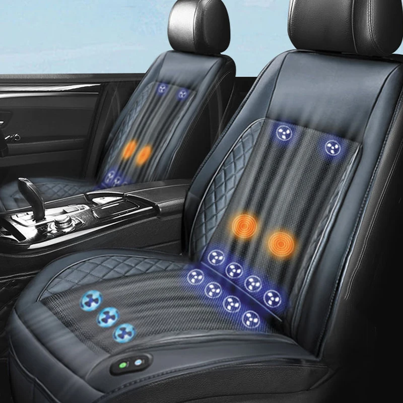 DC 12V Cooling Car Seat Cushion Summer Cool Blowing With Massage Seat Covers Ventilation Automatic Switch Seat Car Accessories