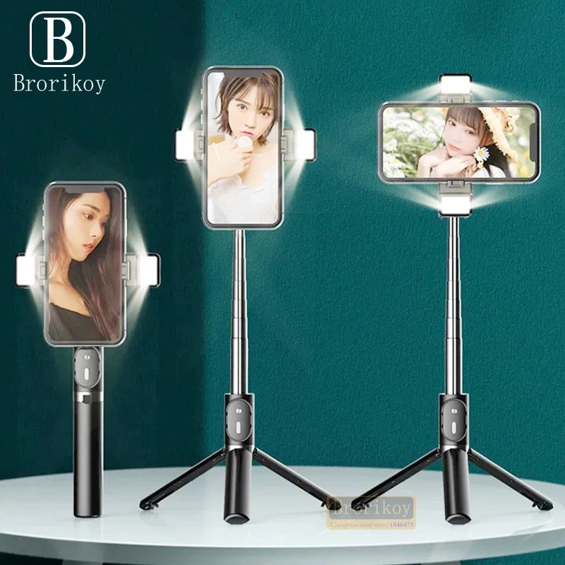 Портативная беспроводная селфи-палка из алюминиевого сплава, с поворотом на 360 градусов