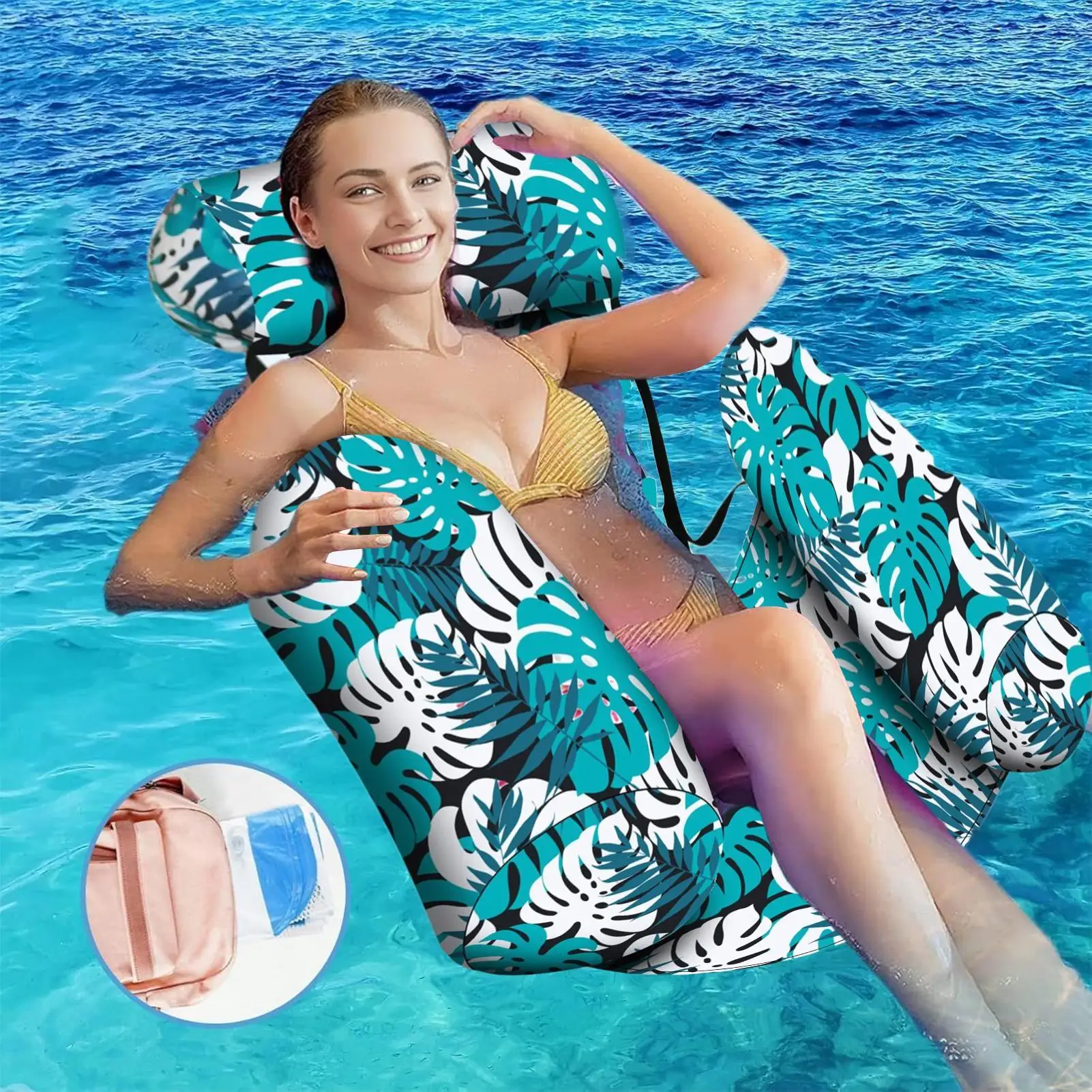 

Inflatable Floating Lounger for Adult,Portable Pool Float Chair,Foldable Recliner for Swimming Pool,Lake,Beach Summer Relaxation