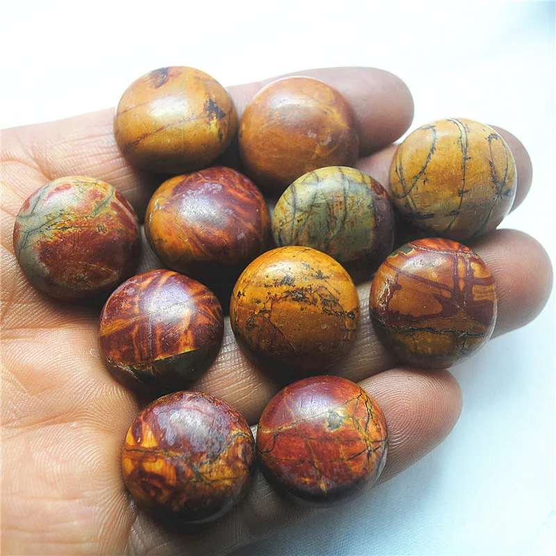 10PCS NATURAL PICASO CABOCHONS BROWN JASPER CABS SIZE 20MM ROUND SHAPE NO HOLE DIY JEWELRY FINDINGS BEST FINDING PARTS