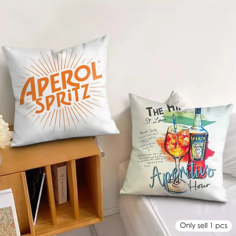 LOGO A-APEROL SPRITZ Cushion Cover Silky Short Plush Invisible Zipper Dustproof Sofa Pillow Case for Home Decor