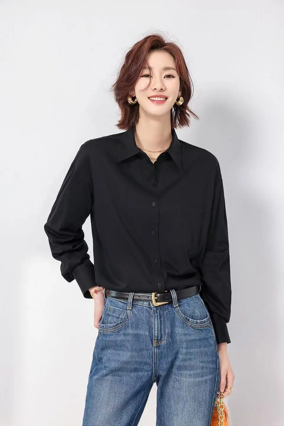 

Zero touch ultra-thin silk shirt 2025 high-end spring and summer temperament commuting ironless professional women's shirt