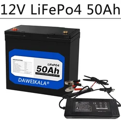 12V LiFePo4 Battery 50Ah Lithium Iron Phosphate 12V 24V LiFePo4 Rechargeable Batteries for RV Boat Motor Outdoor power supply