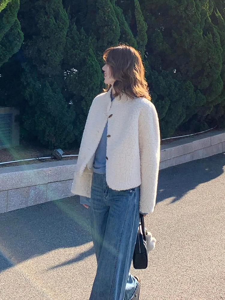 

Женская утепленная куртка из искусственного меха под овчину, новая модная модель, нейтральный стиль, комбинированное пальто из искусственной овчины и кожи с мехом