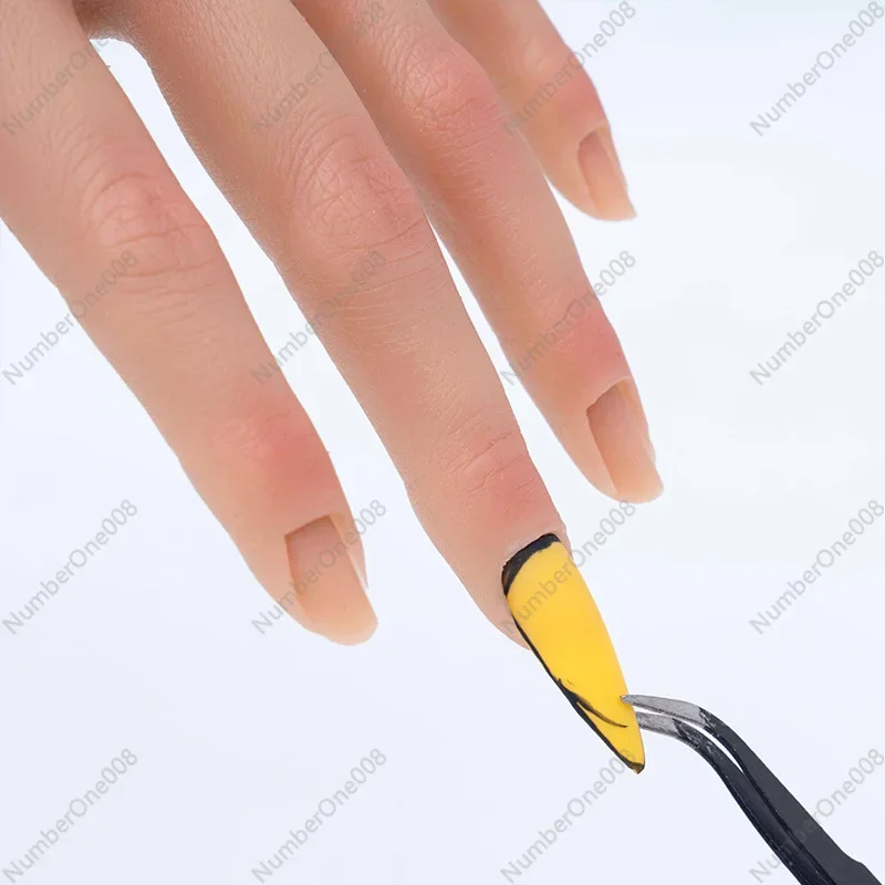 Silicone Manicure Practice Hand Model with Joint Bendable Matching Nail Piece Foreign Trade Teaching False