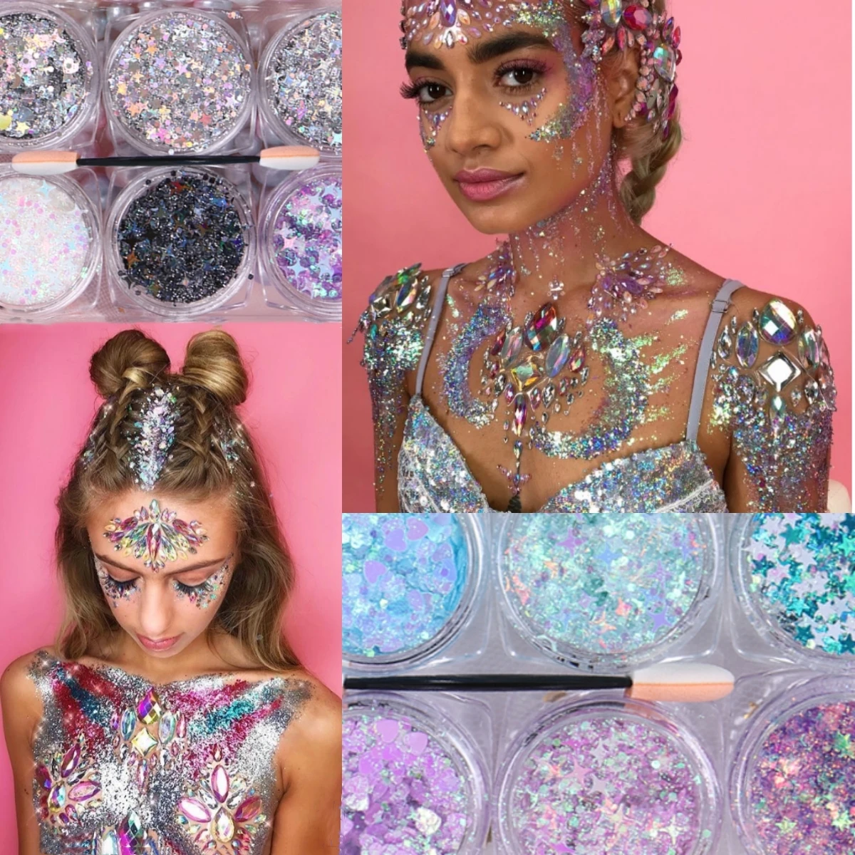 Hypoallergenic Mermaid Body Glitter Gel - Easy Application & Removal for Skin & Hair - Perfect for Halloween Festivals & Parties