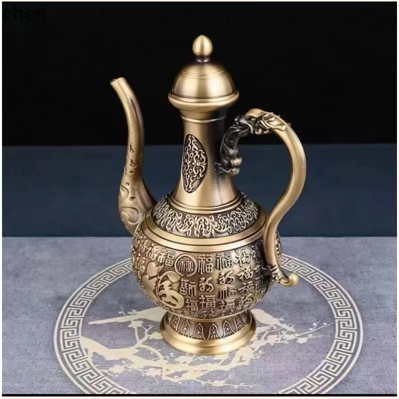 baifu brass wine set - vintage wine glasses, decanter, home decor crafts