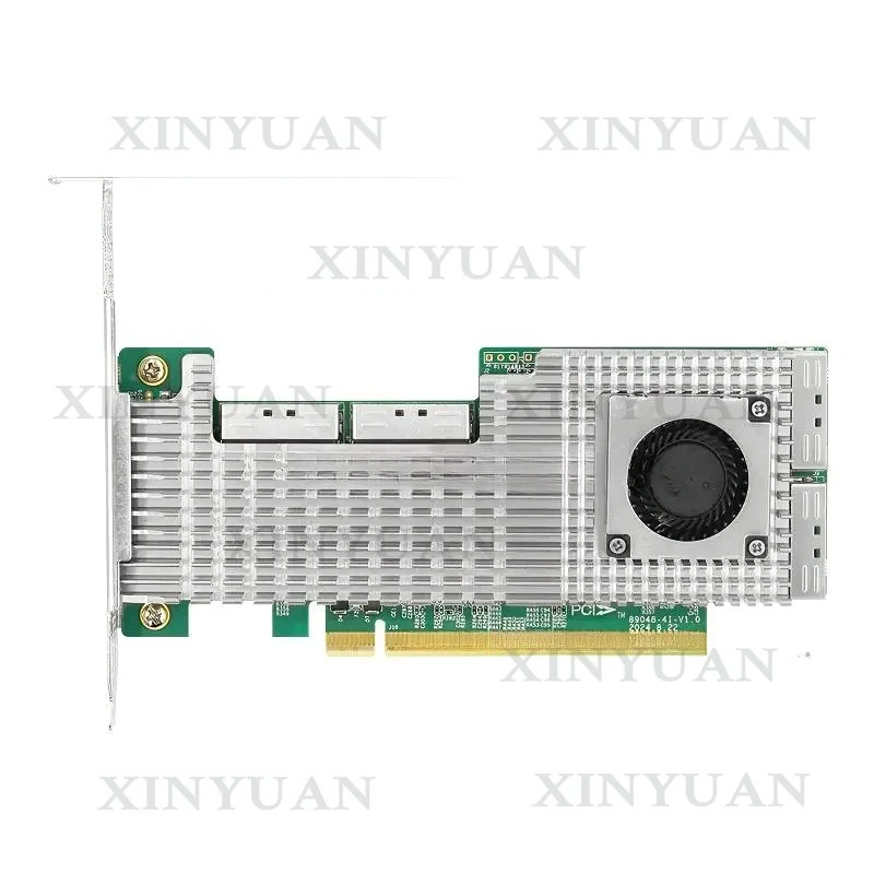 Expansion Card PEX89048 LRSV9500-4I, PCIe5.0 x16 to 4-Port MCIO 8i NVMe Switch, High-Speed Storage & GPU Adapter for Servers