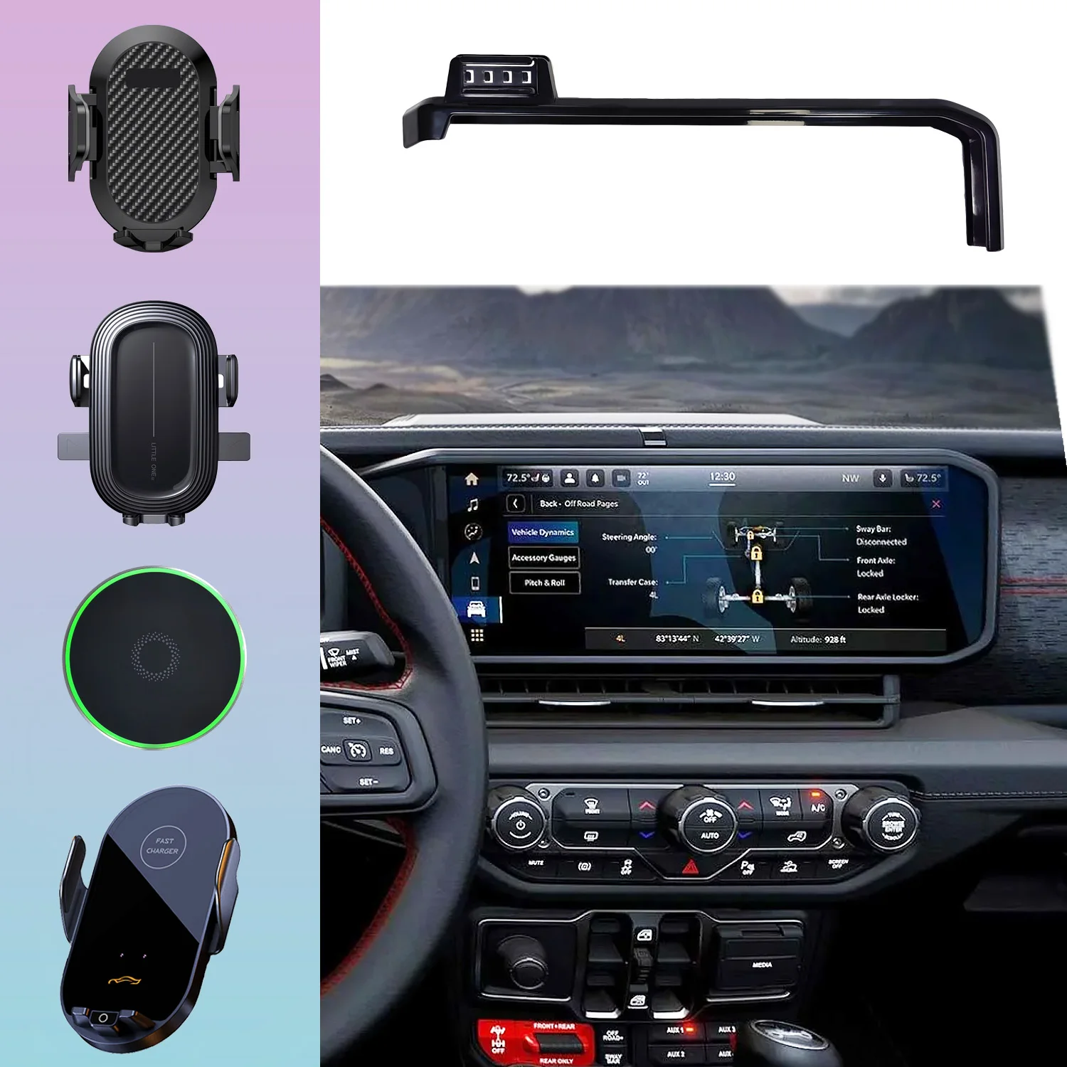 

Для Jeep Wrangler JL 2024, держатель для телефона, автомобильный магнит, подставка для телефона, беспроводная зарядка, поддержка мобильного телефона, автомобильные аксессуары MagSafe