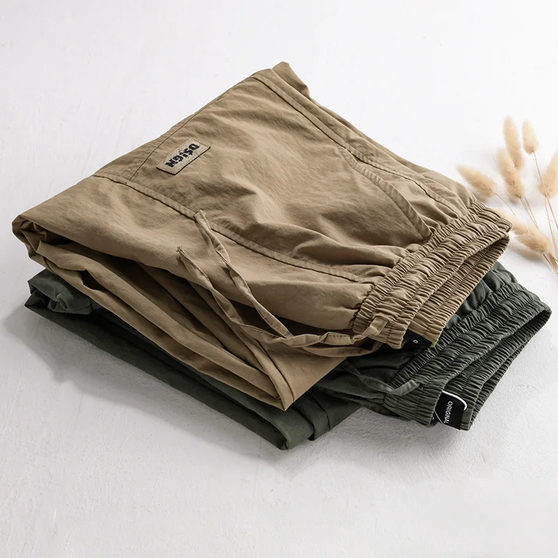 2025 봄과 가을 레트로 아메리칸 팬츠 남성용 루즈 솔리드 컬러 스트레이트 튜브 작업복 아웃도어 캐주얼 다용도 팬츠