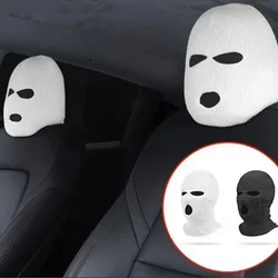 Cubierta divertida para reposacabezas de asiento de coche, máscara táctica de tres orificios, capota negra, Kini negro