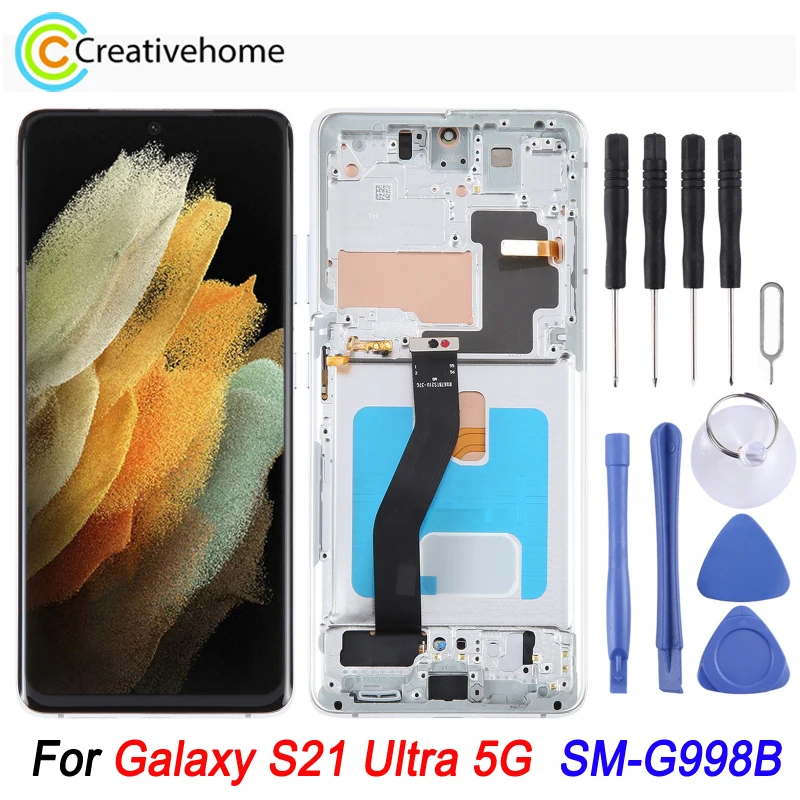 

OLED LCD Screen For Samsung Galaxy S21 Ultra 5G SM-G998B Phone LCD Display and Digitizer Full Assembly with Frame