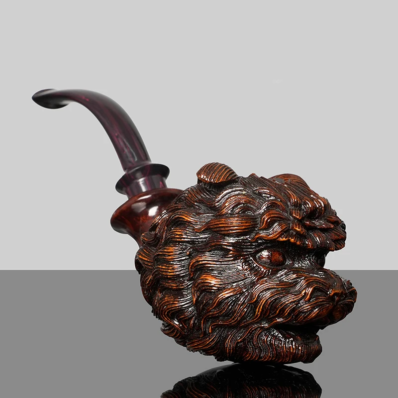 MUXIANG Briarwood Tobacco Pipe Hand-carved Pipe Big Dog Model Pipe Colored Cumberland Pipe Mouth 20mm Bowl Diameter