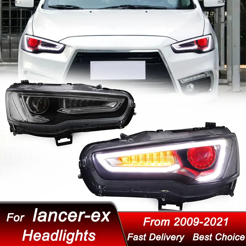 

Поп-автомобильные фары для Mitsubishi Lancer ex 2009-2021 в стиле Audi A5, светодиодные фары в сборе, обновленные аксессуары для линз проектора