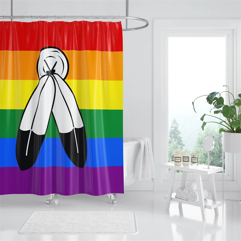 

Aertemisi Two Spirit Flag Pride Rainbow ЛГБТ комплект занавесок для душа с люверсами и крючками для декора ванной комнаты