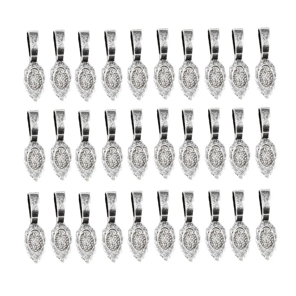 30pcs Oval Glue on Bail for Earring Bails and Glass Pendants Charms Craft