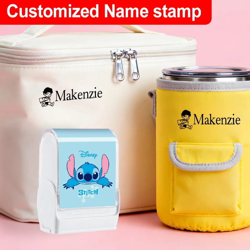 ‌Custom Disney Stitch Self Inking Name Stamp, Personalized Seal for School Supplies,Kids Clothing, Clothing, Shoes Organization