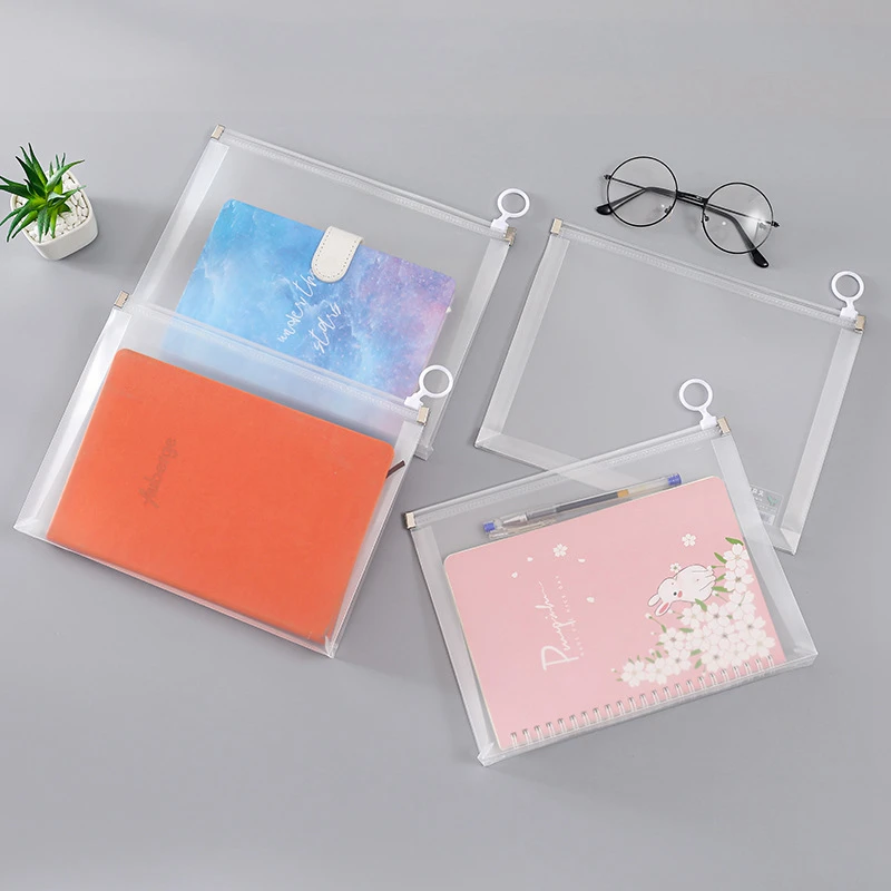 A4/A5/B6 Zipper Pouch Clear Document Bag Book File Folders Stationery Pencil Case Storage Bags Cosmetic Makeup Bags