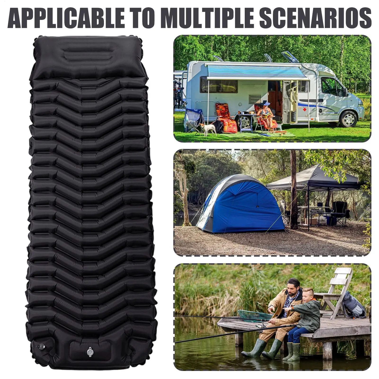 Inflatable Camping Mattress Portable Blow Up Air Bed Built-In Pump Camping Sleeping Pad With Storage Bag For Adult Travel Picnic view 5