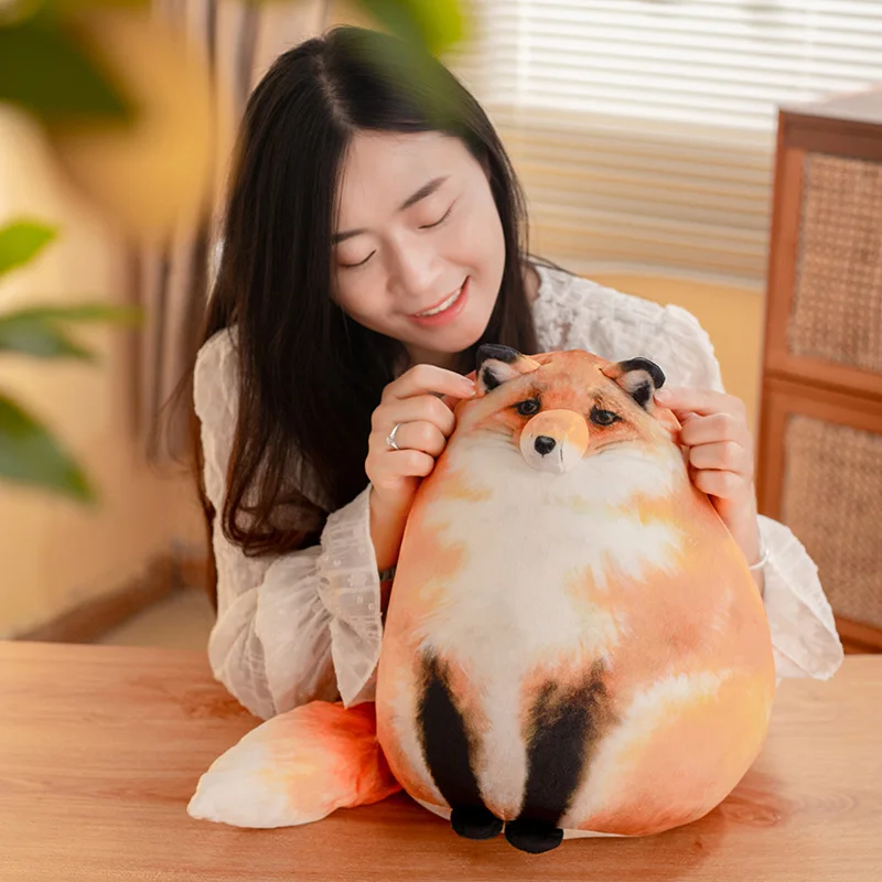 Simulation 3D Print Fox Cat Plush Throw Pillow Toy Cartoon Stuffed Animals Raccoon Plushies Doll Cushion Anime Soft Kids Toys