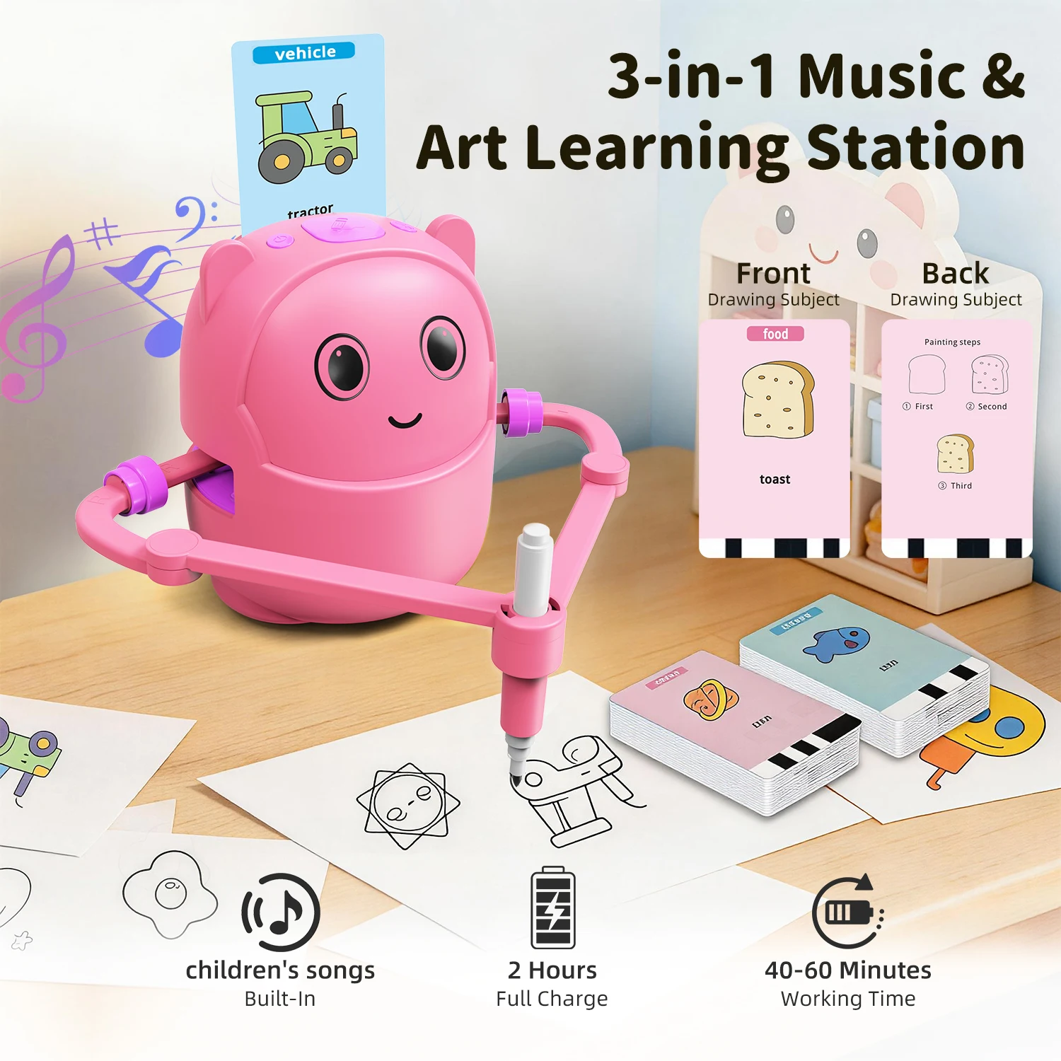 Smart Drawing Robot 1800mAh Automatic Painting Interactive Educational Toy Early Learning STEM Montessori Gift for Kids Children
