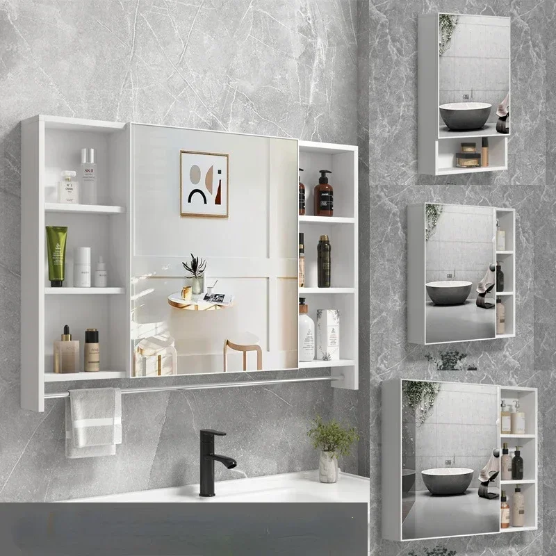 

Bathroom LED Beauty Mirror with Defogger Dimmer Towel Bar Wall Aluminum Smart Mirror Cabinet Coiffeuse Make Up Vanity Mirror