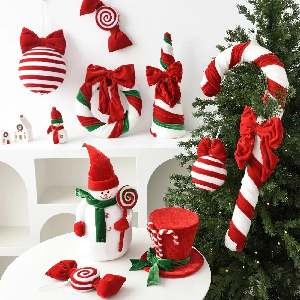 

1 шт., мягкое плюшевое рождественское украшение, красное бархатное настольное украшение с дизайном снеговика для праздничного праздничного домашнего декора