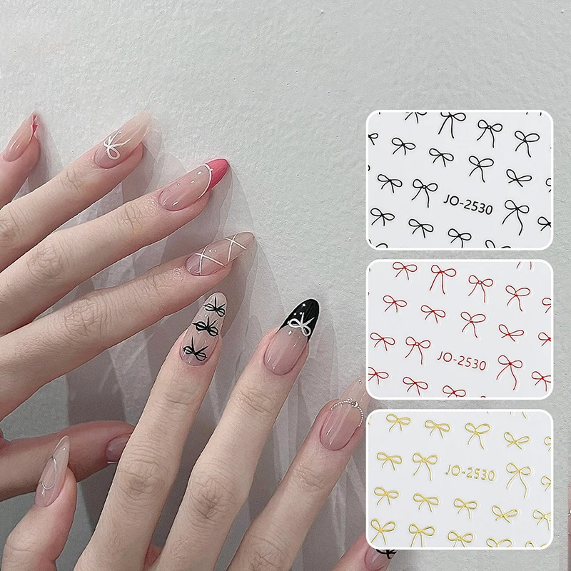 Minimalist Line Bow Nail Art Stickers Decal Ultra-Thin Self Adhesive Nail Stickers For Nail Art Decoration Nail Decals For Women