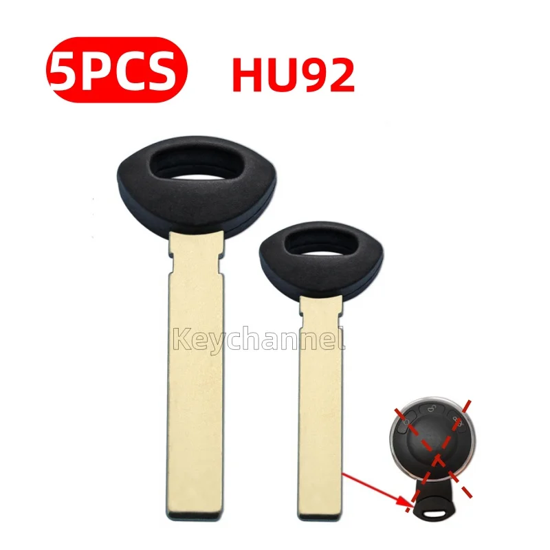 keychannel 5pcs/lot  HU92 Blade Car Smart Key Blank Keyless Remote Fob Emergency Key Blade for MINI Cooper Cas3 Remote Key