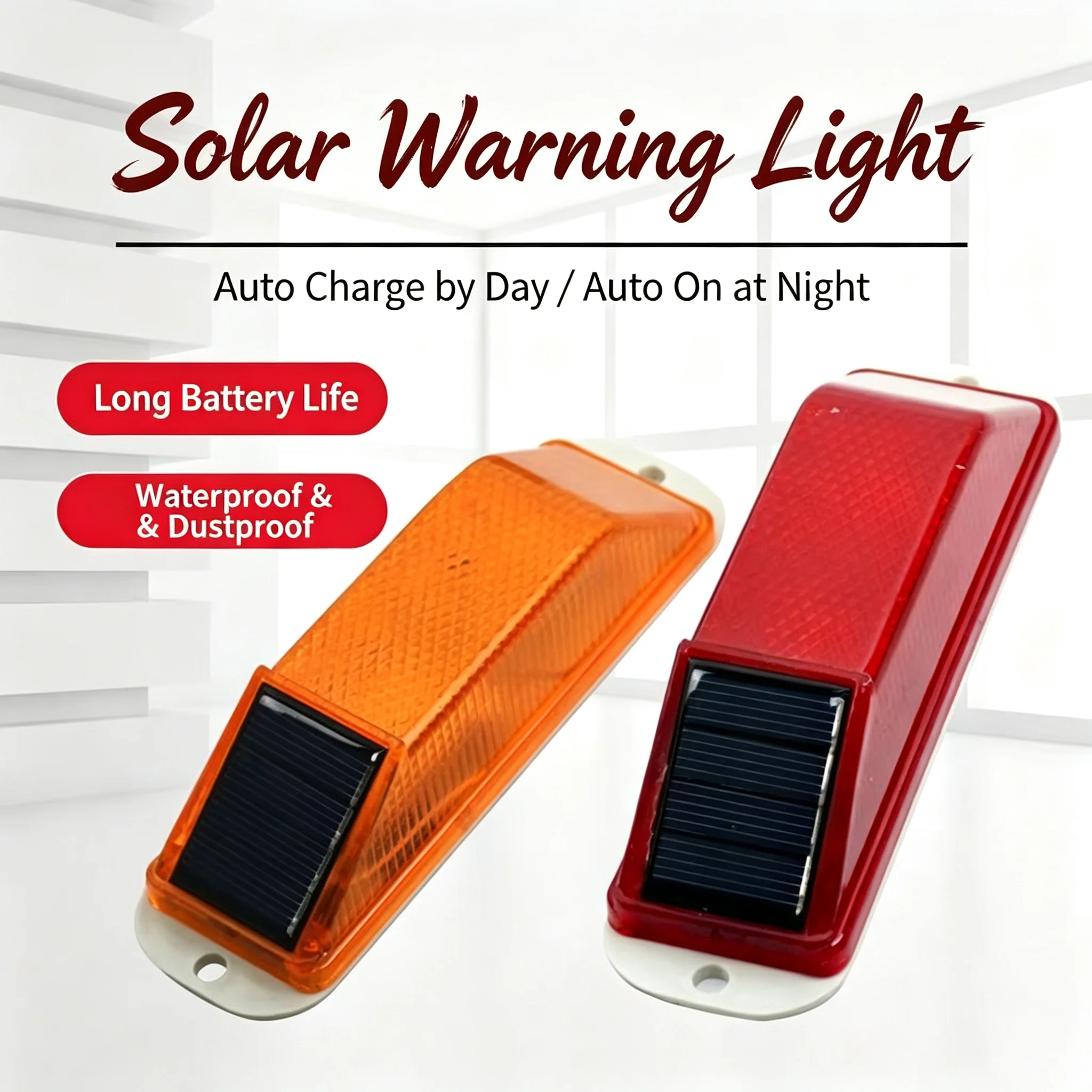 1pcsStrobe Flash Traffic Caution Light Solar Strobe Warning LED Lamp Chip Control Bridge Rechargeable Night Driving Safety Light