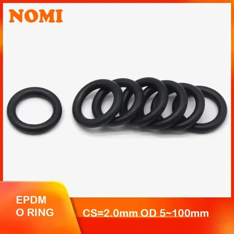 

EPDM O Rings Black CS 2mm OD 5 ~ 100mm Acid and Alkali Resistance Water Resistance Friction Resistance o-ring 10/50Pcs