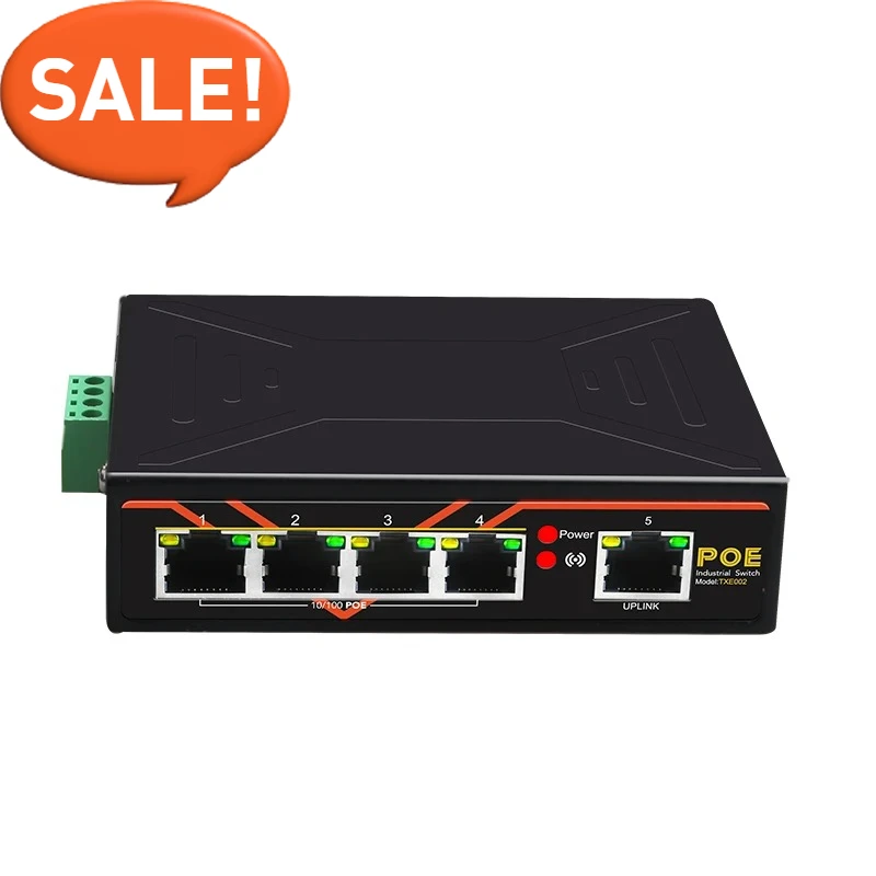 

5-портовый коммутатор POE, 10/100 Мбит/с, промышленный коммутатор Fast Ethernet, сетевой коммутатор типа DIN-рейки